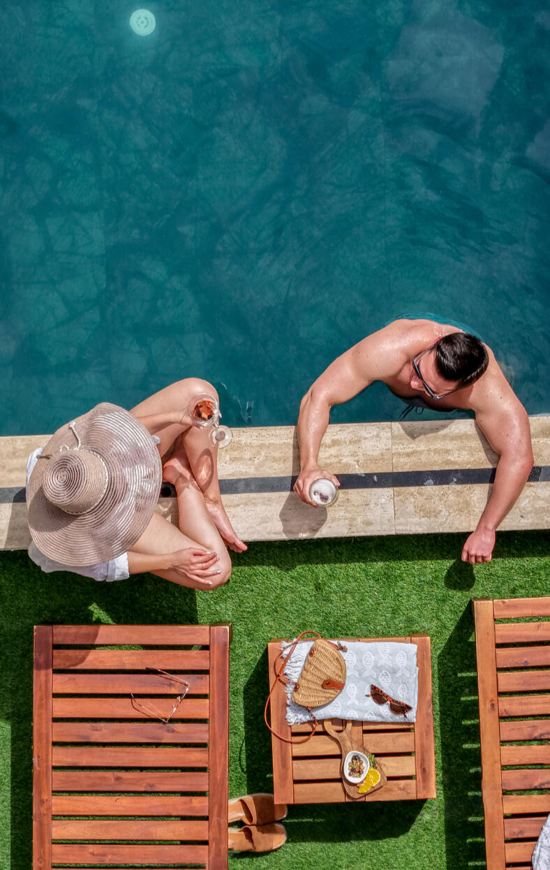 Aerial from the pool Havuzdan drone fotoğrafı